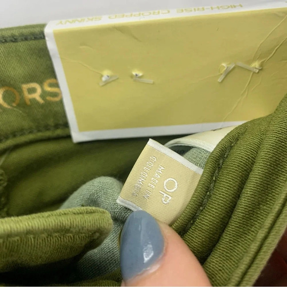 NWT Michael Kors Petite Selma Skinny High Rise Jeans in Olive Green, size 0P - Picture 4 of 11
